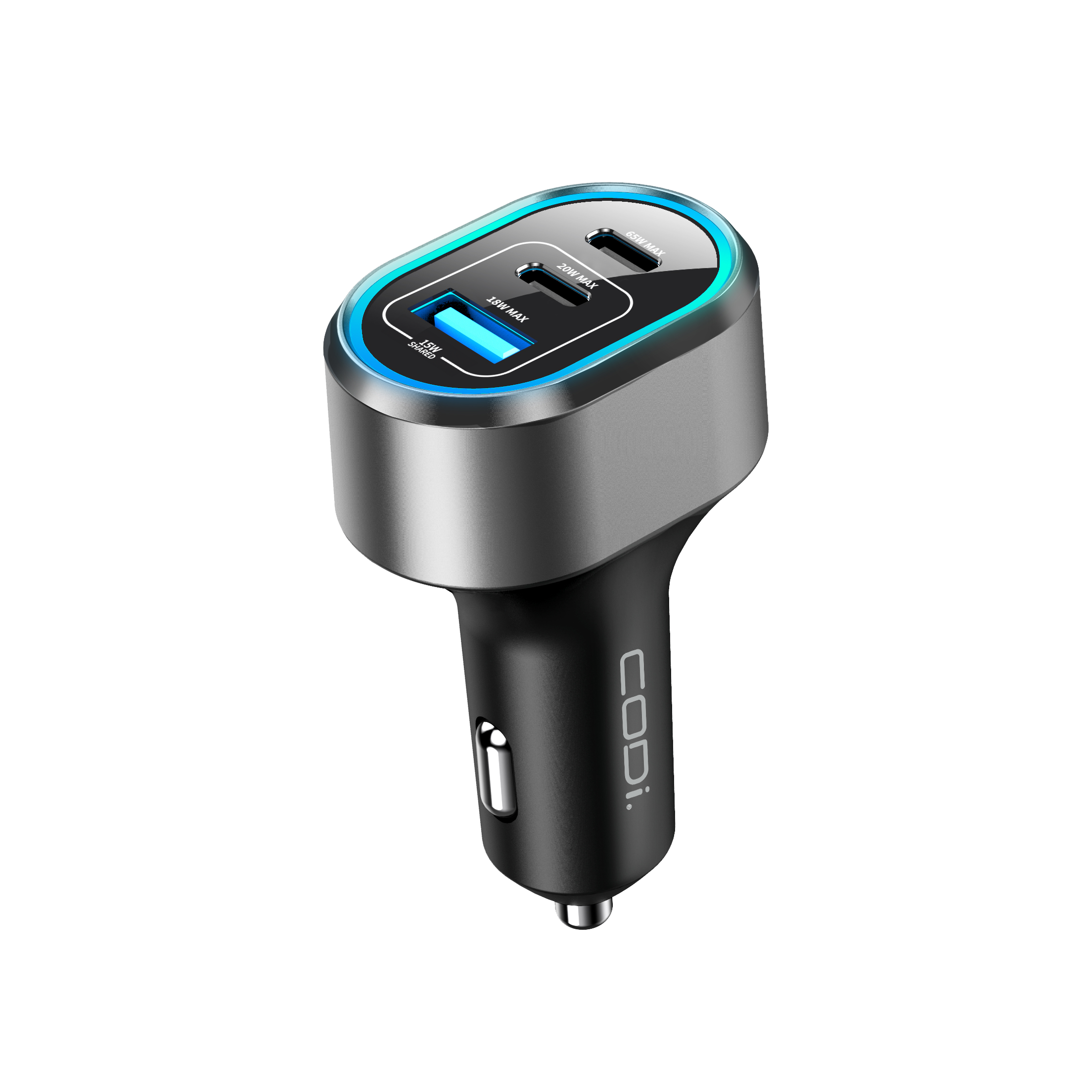 65W Fast Car Charger with 3 USB Ports